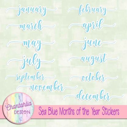 Free sea blue months of the year stickers