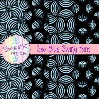 Free sea blue swirly fans digital papers