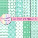 Free Sea Green and Aqua Digital Papers with Patterned Designs