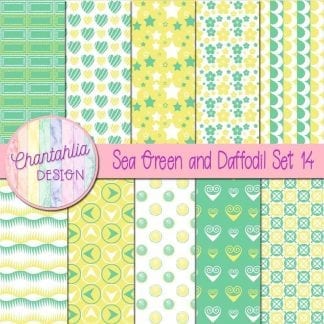 Free sea green and daffodil patterned digital papers set 14