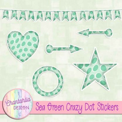 Free sticker design elements in a sea green crazy dot style