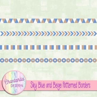 free sky blue and beige patterned borders