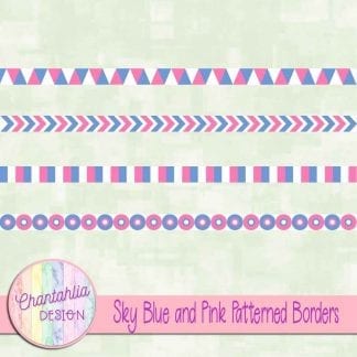 free sky blue and pink patterned borders