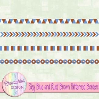 free sky blue and rust brown patterned borders