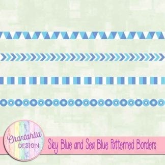 free sky blue and sea blue patterned borders