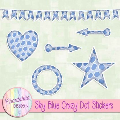 Free sticker design elements in a sky blue crazy dot style