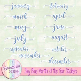 Free sky blue months of the year stickers