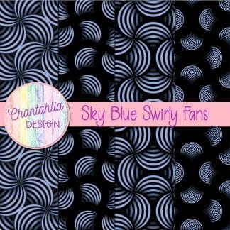 Free sky blue swirly fans digital papers