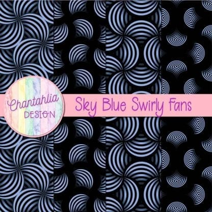Free sky blue swirly fans digital papers