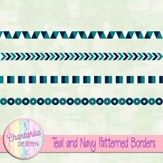 free teal and navy patterned borders