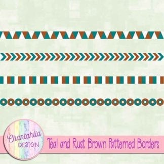 free teal and rust brown patterned borders