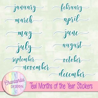 Free teal months of the year stickers