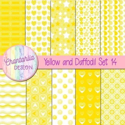 Free yellow and daffodil patterned digital papers set 14