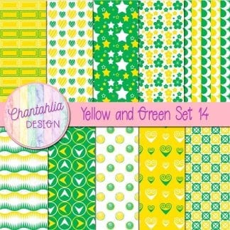 Free yellow and green patterned digital papers set 14