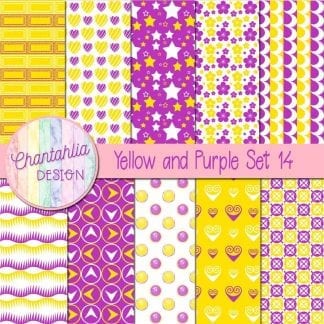 Free yellow and purple patterned digital papers set 14