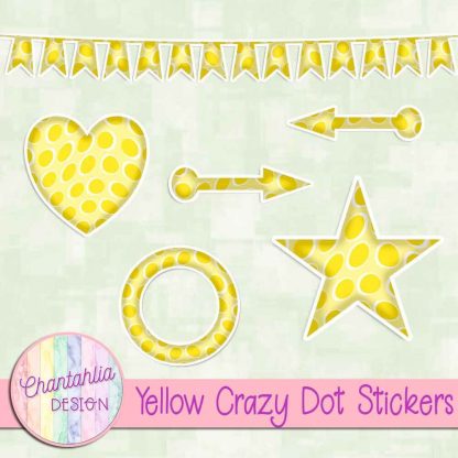 Free sticker design elements in a yellow crazy dot style