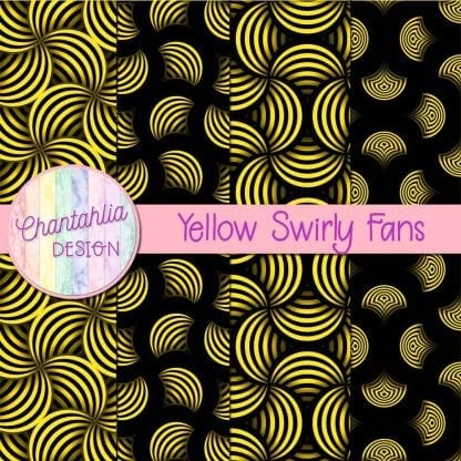 Free yellow swirly fans digital papers
