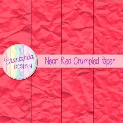 Free neon red crumpled digital papers