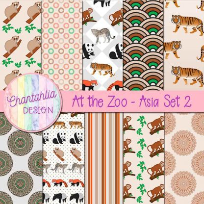 Free digital papers in an At the Zoo - Asia theme.