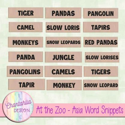 Free word snippets in an At the Zoo - Asia theme