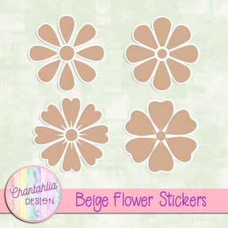 free beige flower stickers