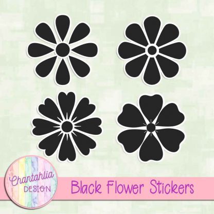 Free Black Flower Stickers Design Elements