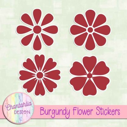 free burgundy flower stickers