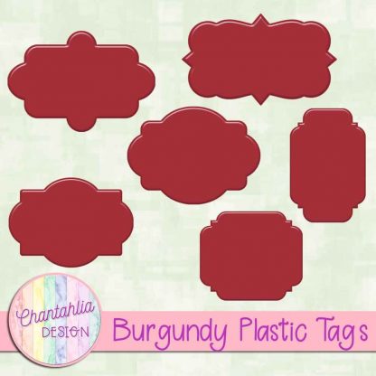 Free burgundy plastic tag design elements