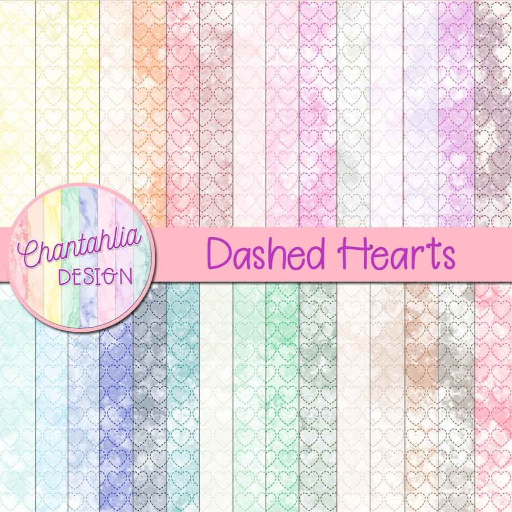 free digital papers featuring a dashed hearts design