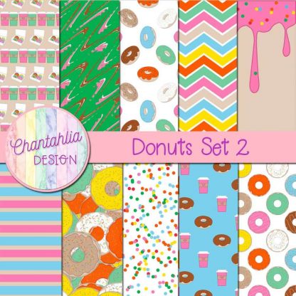 Free digital papers in a Donuts theme.