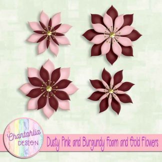 free dusty pink and burgundy foam and gold flowers