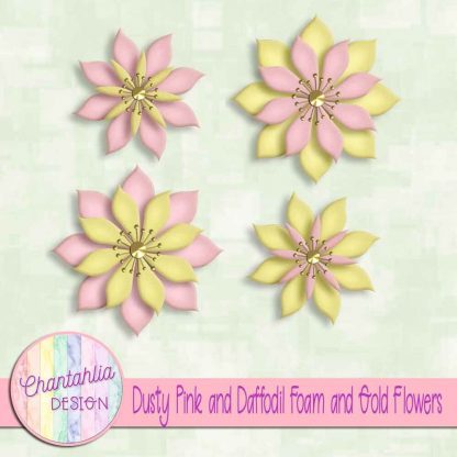 free dusty pink and daffodil foam and gold flowers