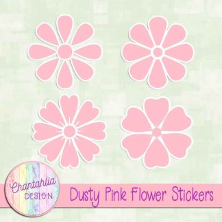 free dusty pink flower stickers