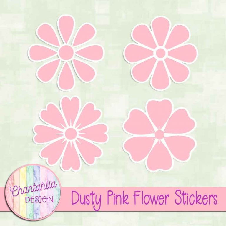 Free Dusty Pink Flower Stickers Design Elements