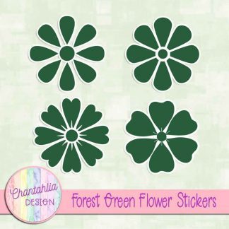 free forest green flower stickers