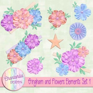 Free design elements ​in a Gingham and Flowers theme.
