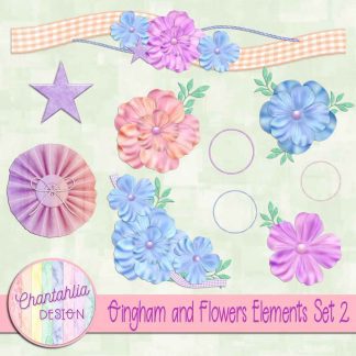 Free design elements ​in a Gingham and Flowers theme.
