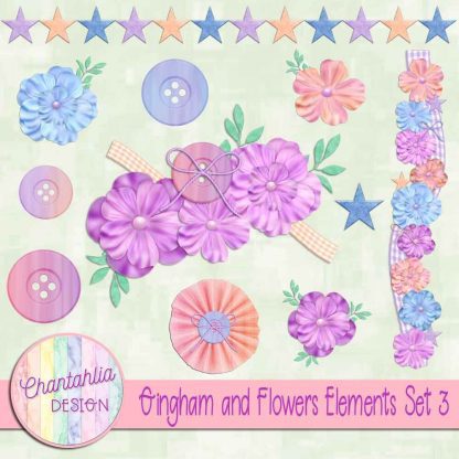 Free design elements ​in a Gingham and Flowers theme.