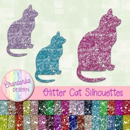 free cat silhouette elements in a glitter style.