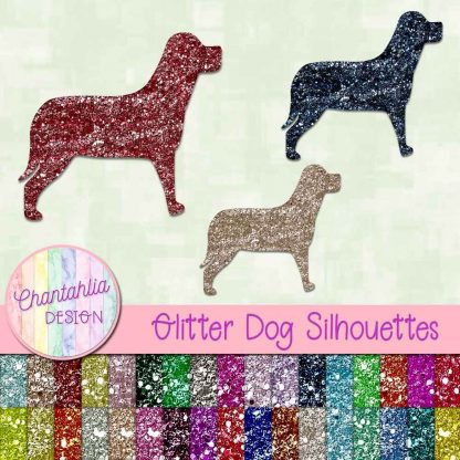 free dog silhouette elements in a glitter style.
