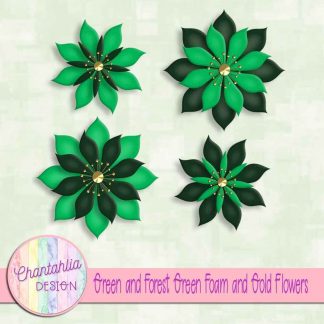 free green and forest green foam and gold flowers