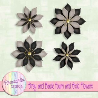 free grey and black foam and gold flowers