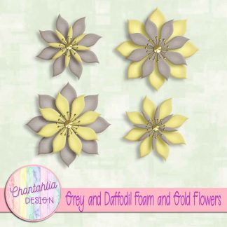 free grey and daffodil foam and gold flowers