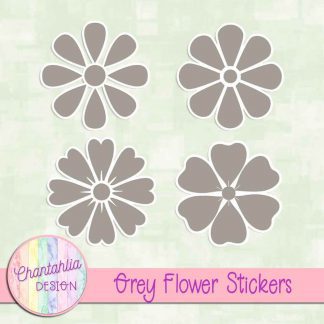 free grey flower stickers