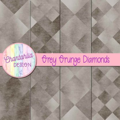 Free digital papers in grey grunge diamonds designs.