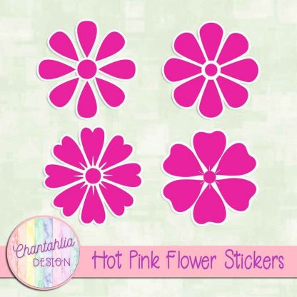 free hot pink flower stickers