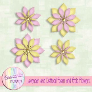 free lavender and daffodil foam and gold flowers