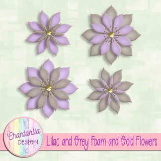 free lilac and grey foam and gold flowers