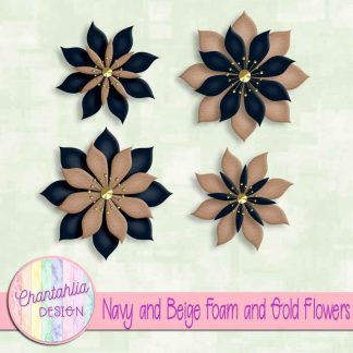 free navy and beige foam and gold flowers