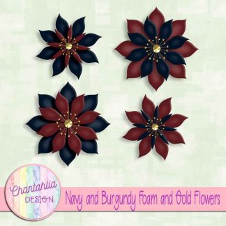 free navy and burgundy foam and gold flowers